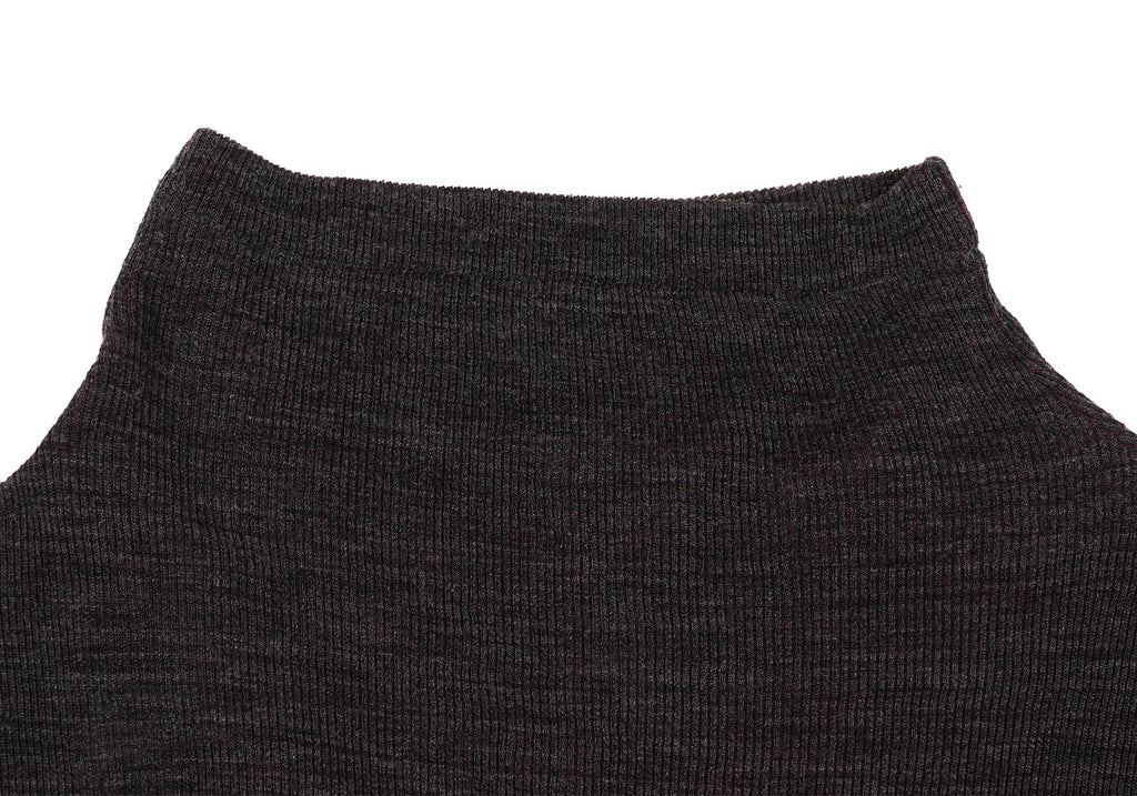 YOHJI YAMAMOTO JAPAN. Y's Charcoal,Bordeaux Bicolor Ribbed Knit