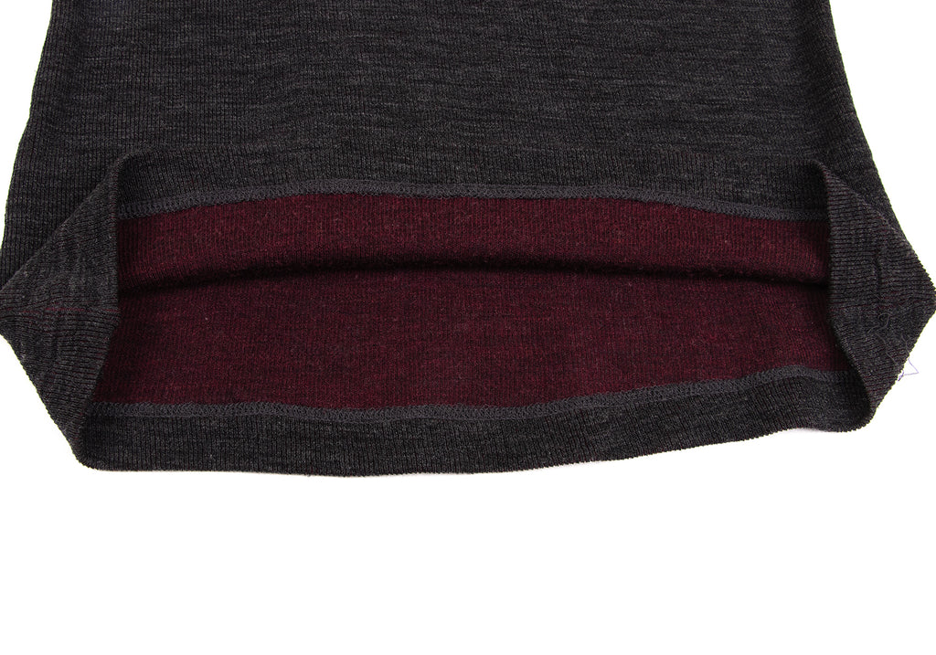 YOHJI YAMAMOTO JAPAN. Y's Charcoal,Bordeaux Bicolor Ribbed Knit