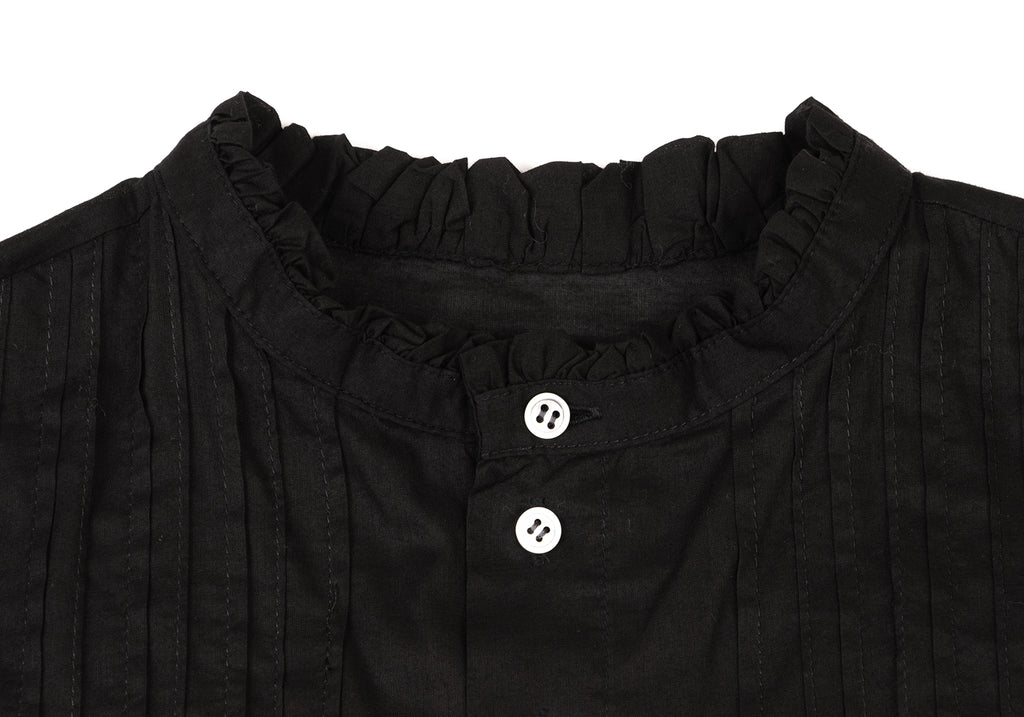 ISSEY MIYAKE JAPAN. sunaokuwahara. Black Pleats Switching Umbrella Sleeve Blouse