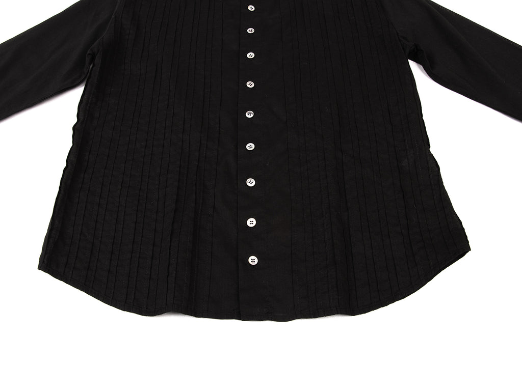 ISSEY MIYAKE JAPAN. sunaokuwahara. Black Pleats Switching Umbrella Sleeve Blouse