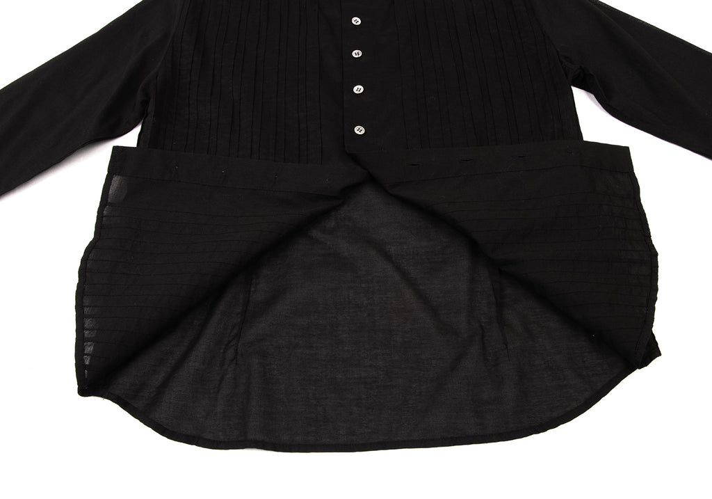 ISSEY MIYAKE JAPAN. sunaokuwahara. Black Pleats Switching Umbrella Sleeve Blouse