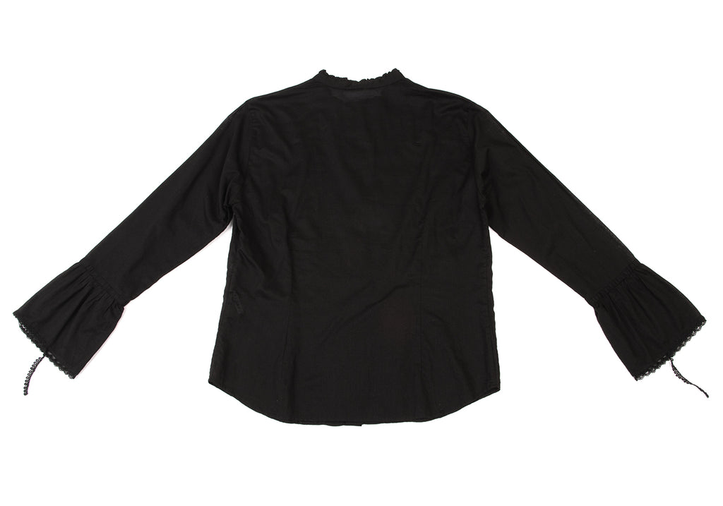 ISSEY MIYAKE JAPAN. sunaokuwahara. Black Pleats Switching Umbrella Sleeve Blouse