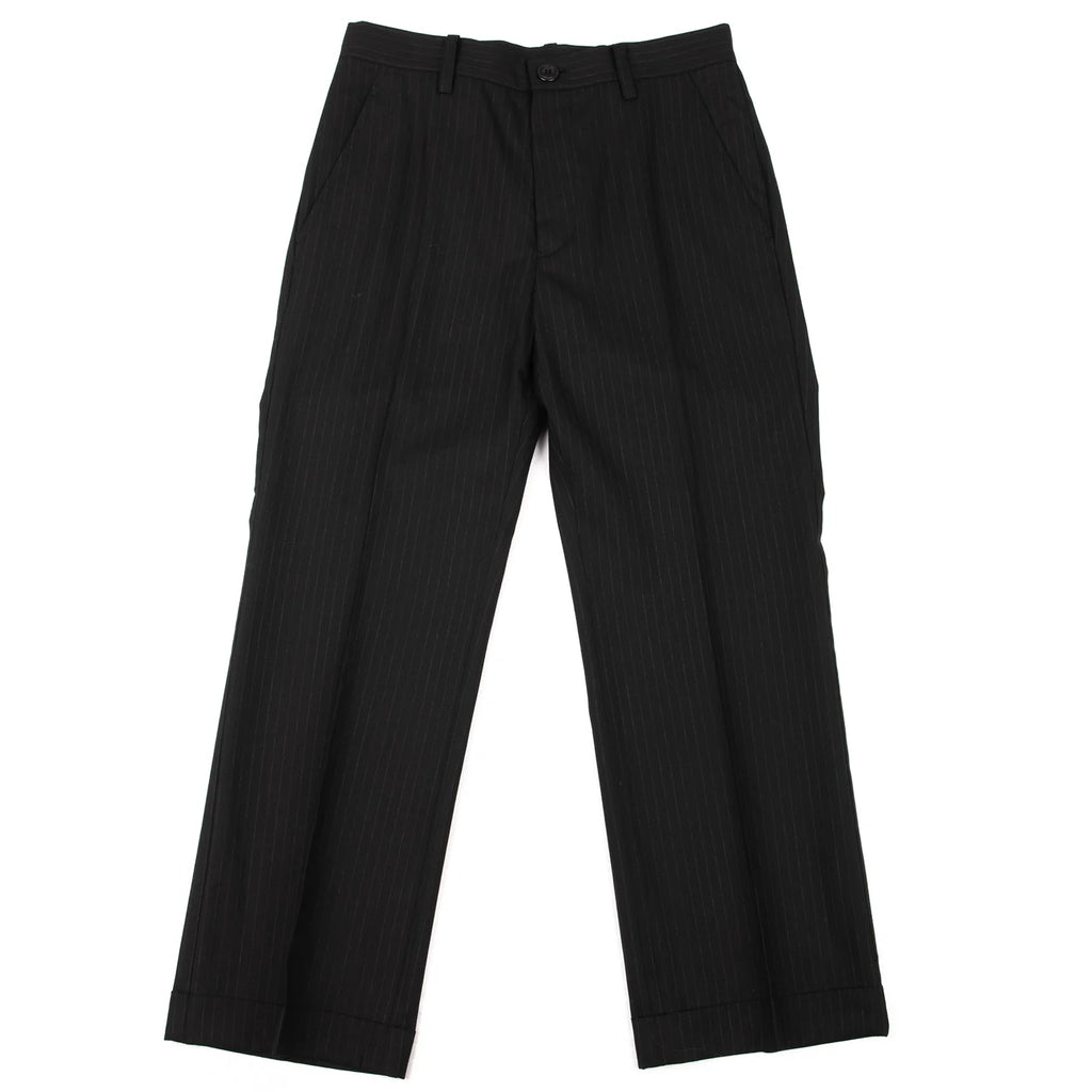 ISSEY MIYAKE JAPAN. sunaokuwahara, Black Wool Pinstripe Double Pants