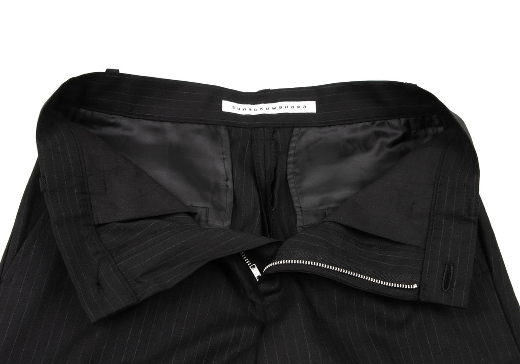 ISSEY MIYAKE JAPAN. sunaokuwahara, Black Wool Pinstripe Double Pants