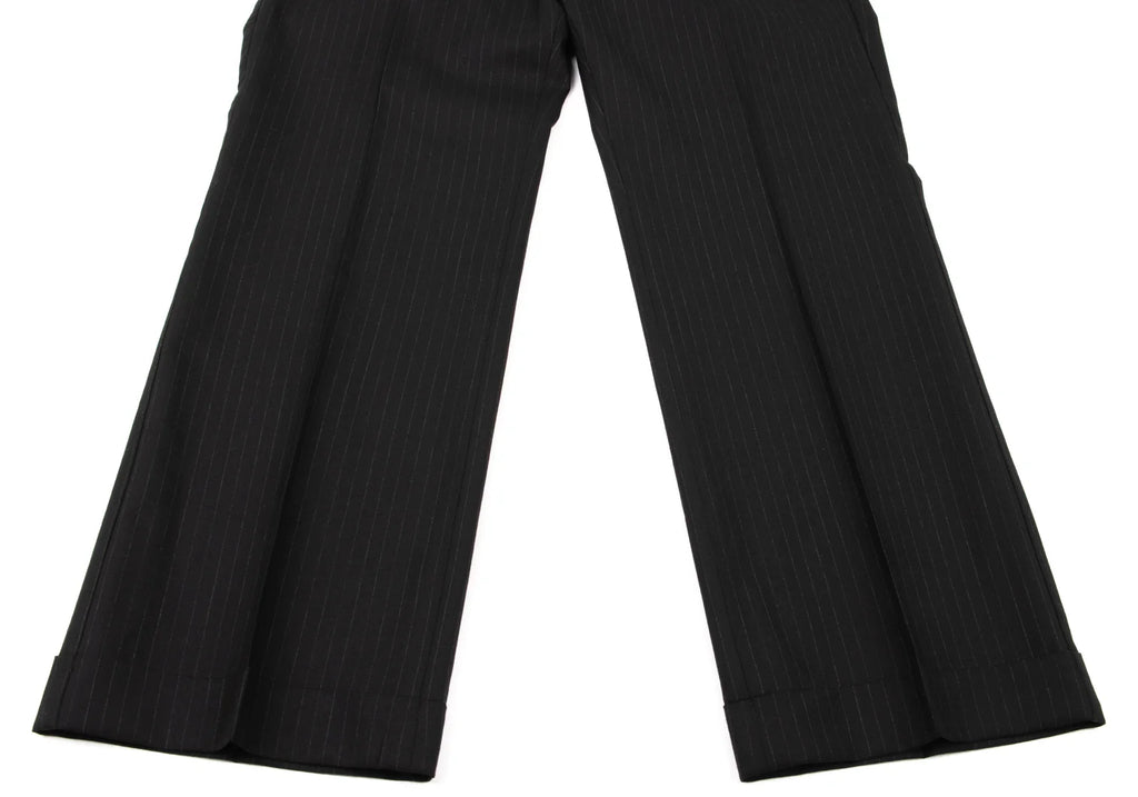 ISSEY MIYAKE JAPAN. sunaokuwahara, Black Wool Pinstripe Double Pants