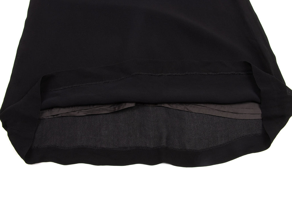 YOHJI YAMAMOTO JAPAN. Y'S WORKSHOP. Black Drape Neck Rayon Sleeveless Dress