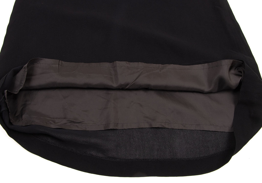 YOHJI YAMAMOTO JAPAN. Y'S WORKSHOP. Black Drape Neck Rayon Sleeveless Dress