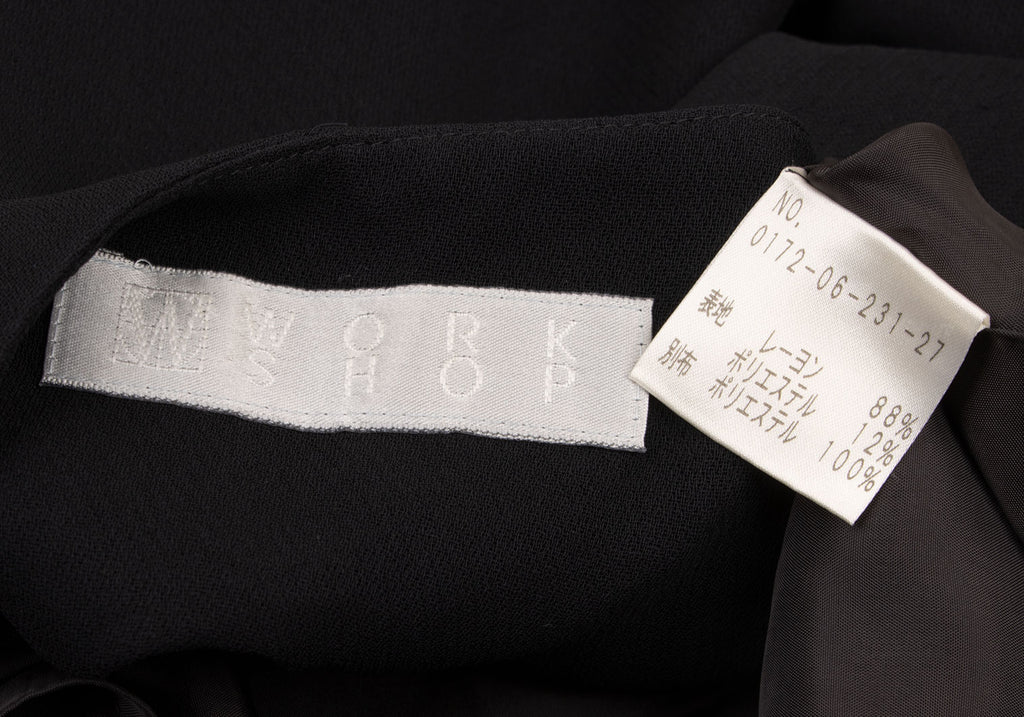 YOHJI YAMAMOTO JAPAN. Y'S WORKSHOP. Black Drape Neck Rayon Sleeveless Dress