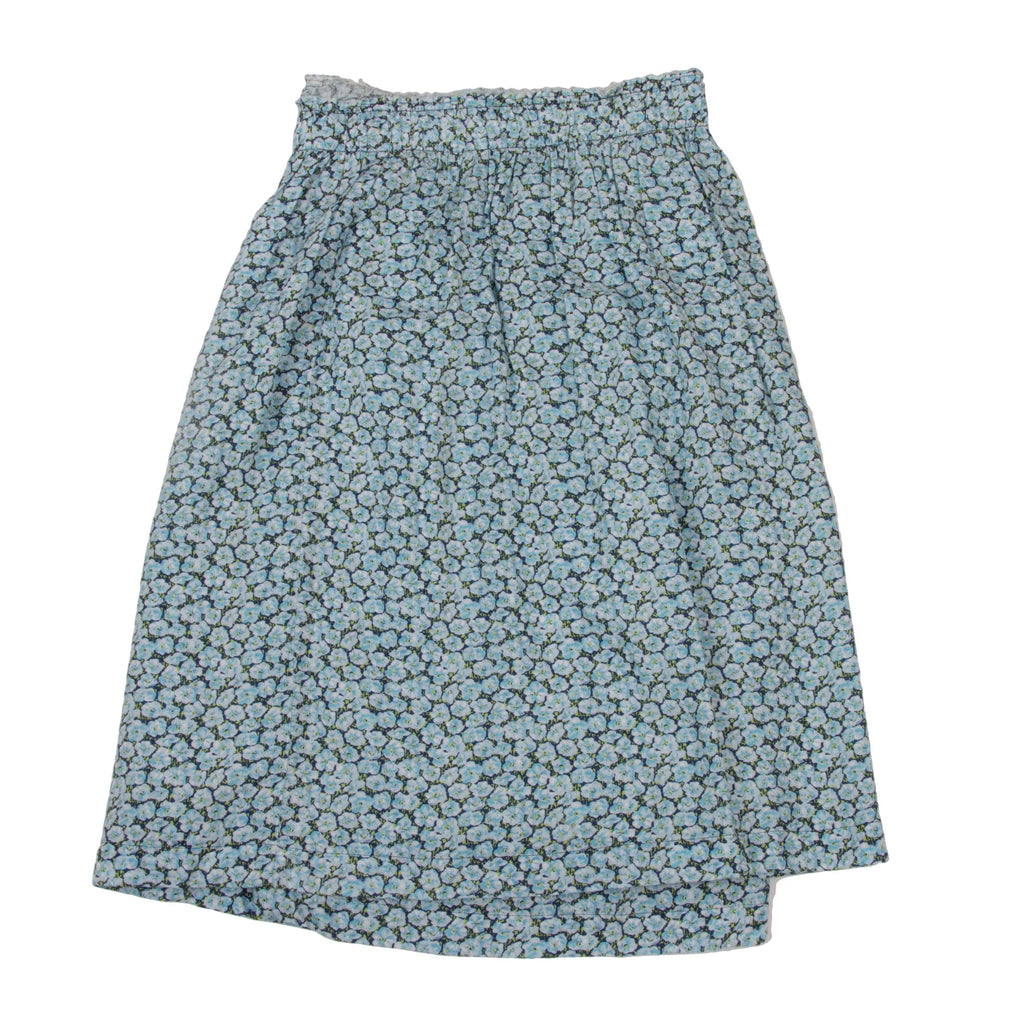 COMME des GARCONS JAPAN. TRICOT. Sky blue Waist Cut-off Washed Floral Wrap Skirt
