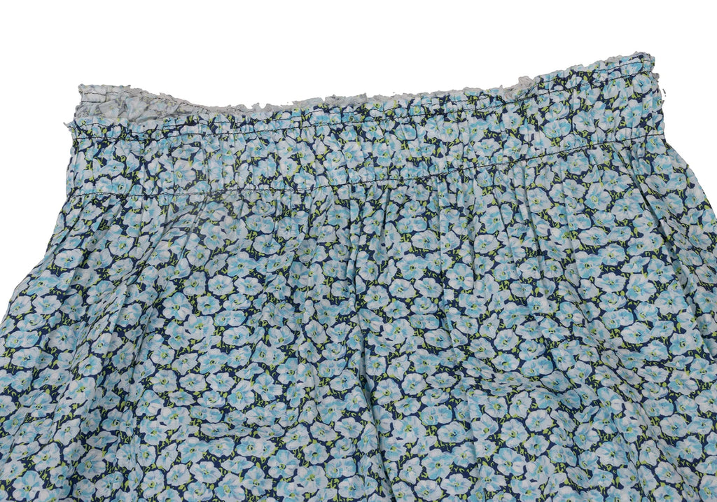 COMME des GARCONS JAPAN. TRICOT. Sky blue Waist Cut-off Washed Floral Wrap Skirt