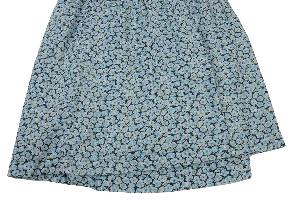 COMME des GARCONS JAPAN. TRICOT. Sky blue Waist Cut-off Washed Floral Wrap Skirt
