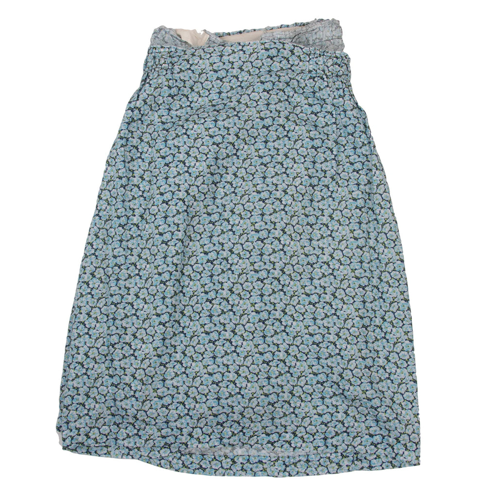 COMME des GARCONS JAPAN. TRICOT. Sky blue Waist Cut-off Washed Floral Wrap Skirt