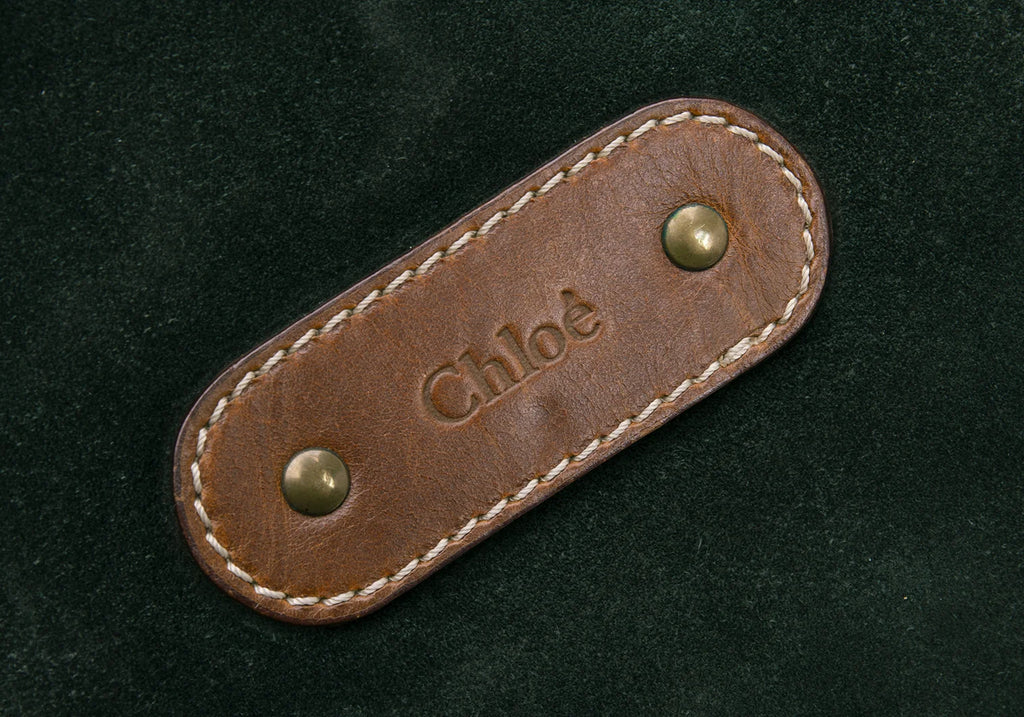 Chloe Paris. Dark Green Suede Brown Leather Shoulder Bag