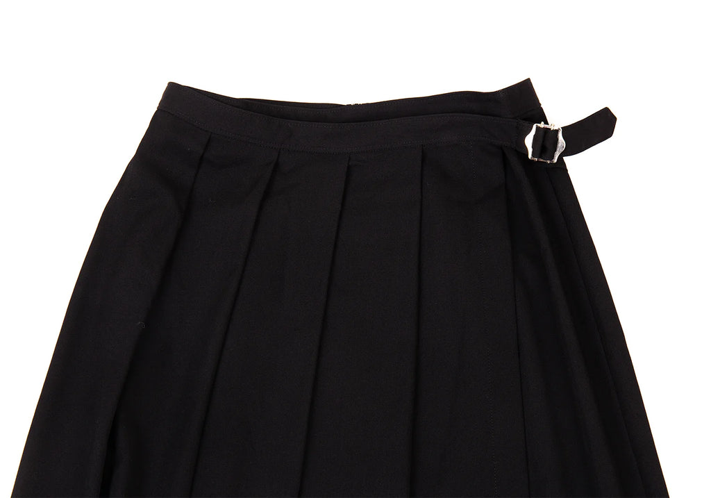 COMME des GARCONS JAPAN. TRICOT. Black Wool Gaba Pleated Wrap Skirt