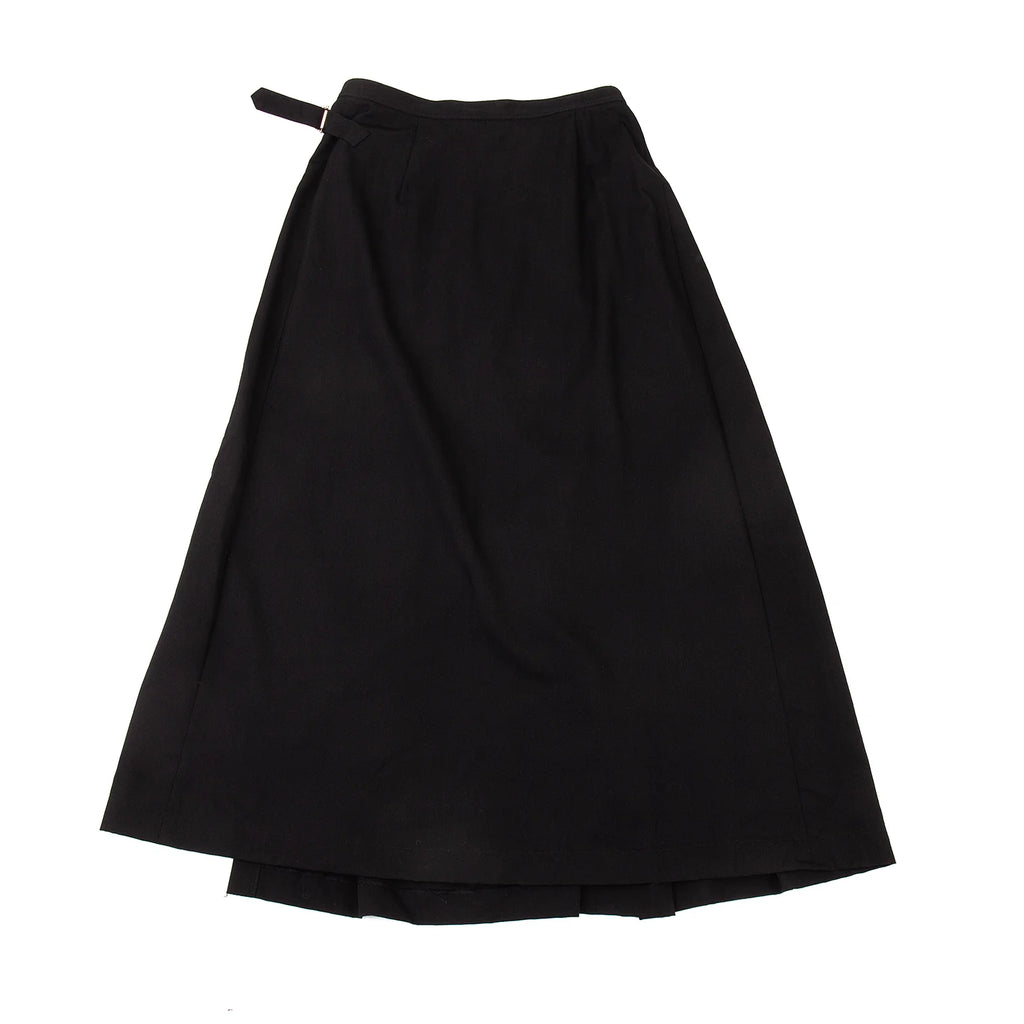 COMME des GARCONS JAPAN. TRICOT. Black Wool Gaba Pleated Wrap Skirt