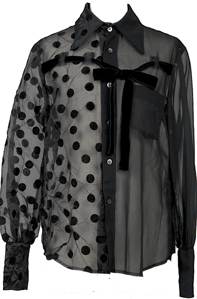 COMME des GARCONS JAPAN. TRICOT. Black Flocky Dot Switching