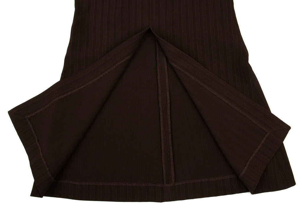 ROMEO GIGLI ITALY. Brown Striped Slit Stretch Skirt