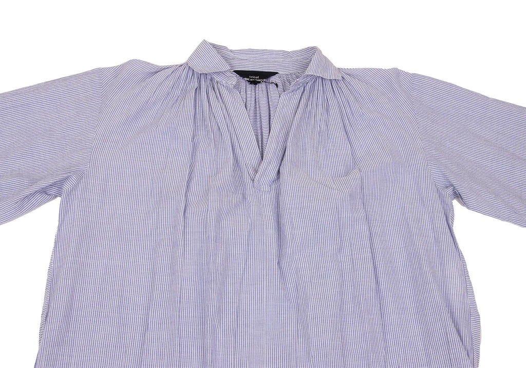 COMME des GARCONS JAPAN. TRICOT Blue, White Cotton Striped Skipper Dress