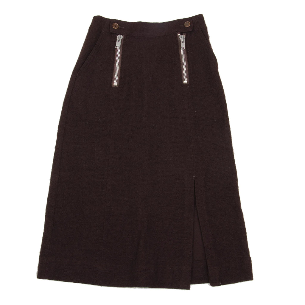 ISSEY MIYAKE JAPAN. zucca. Bordeaux Wool Zipper Design Skirt