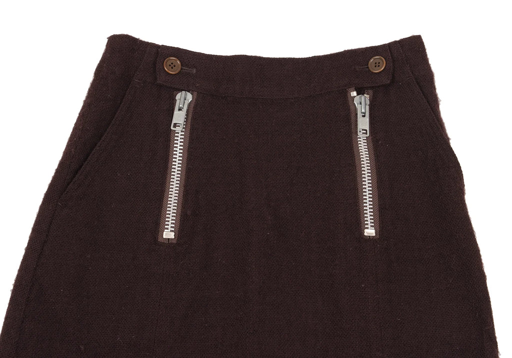 ISSEY MIYAKE JAPAN. zucca. Bordeaux Wool Zipper Design Skirt