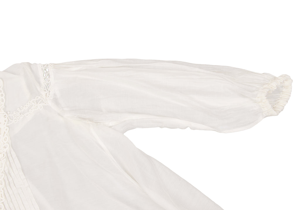 TSUMORI CHISATO JAPAN. White Cotton Silk Lace Switching Top White