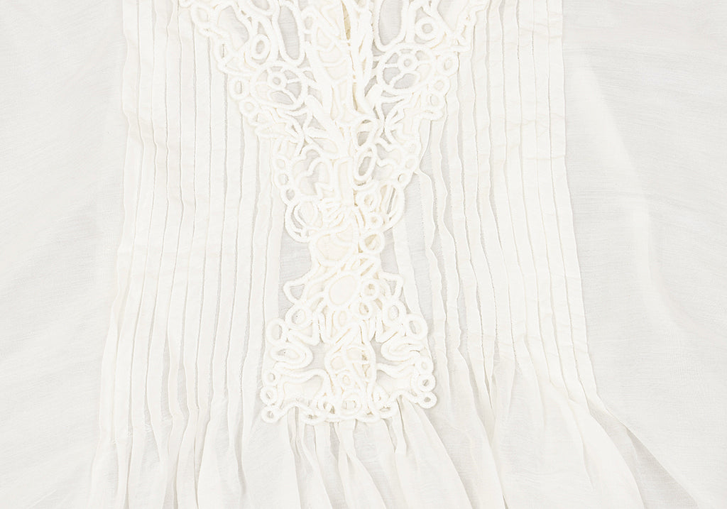 TSUMORI CHISATO JAPAN. White Cotton Silk Lace Switching Top White