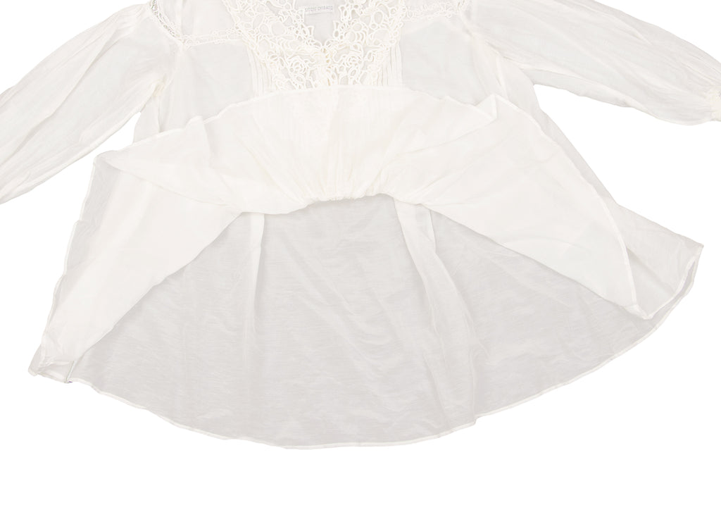 TSUMORI CHISATO JAPAN. White Cotton Silk Lace Switching Top White