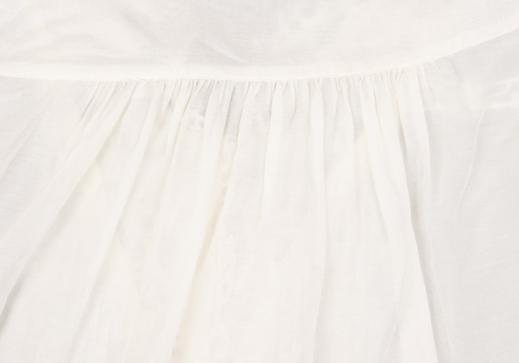 TSUMORI CHISATO JAPAN. White Cotton Silk Lace Switching Top White