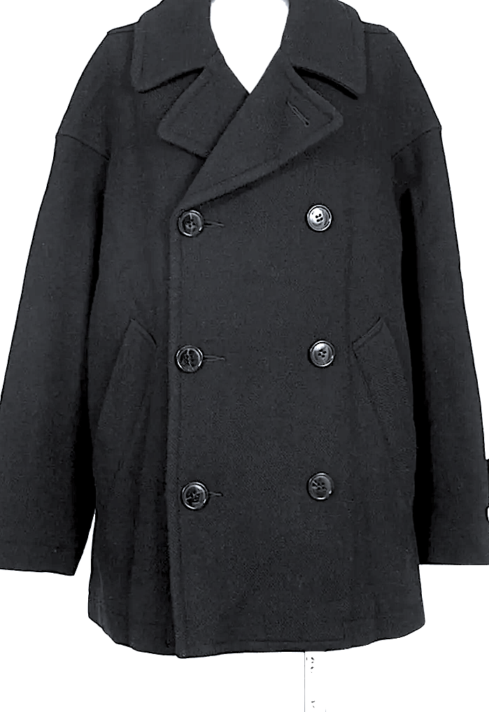 ISSEY MIYAKE JAPAN. zucca Navy Wool Nylon Short Pea Coat