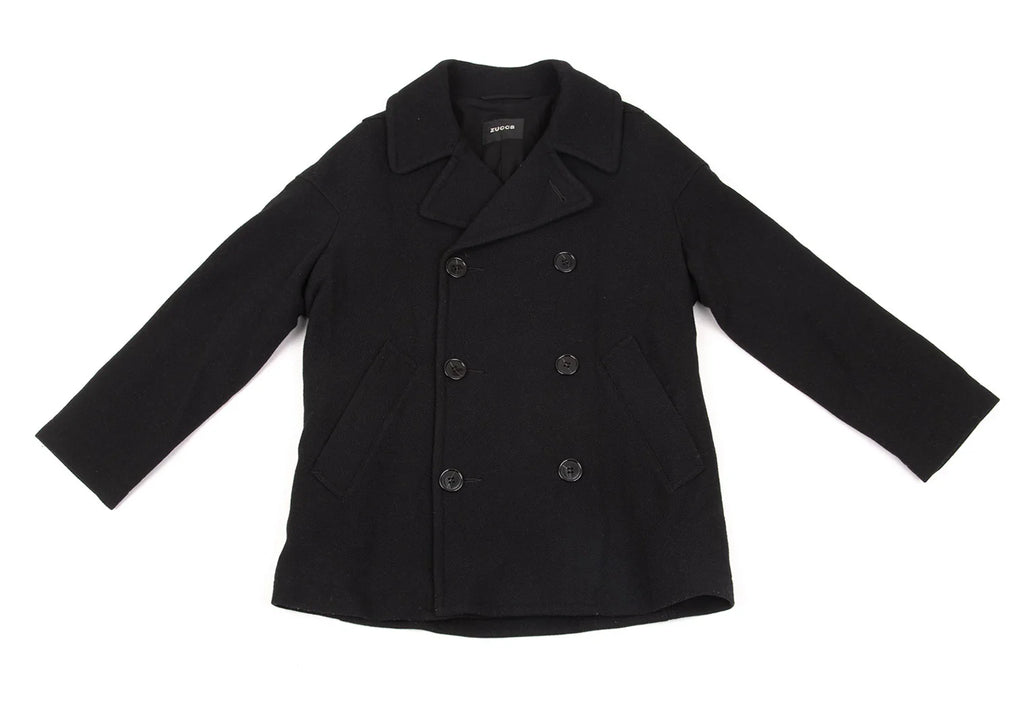ISSEY MIYAKE JAPAN. zucca Navy Wool Nylon Short Pea Coat
