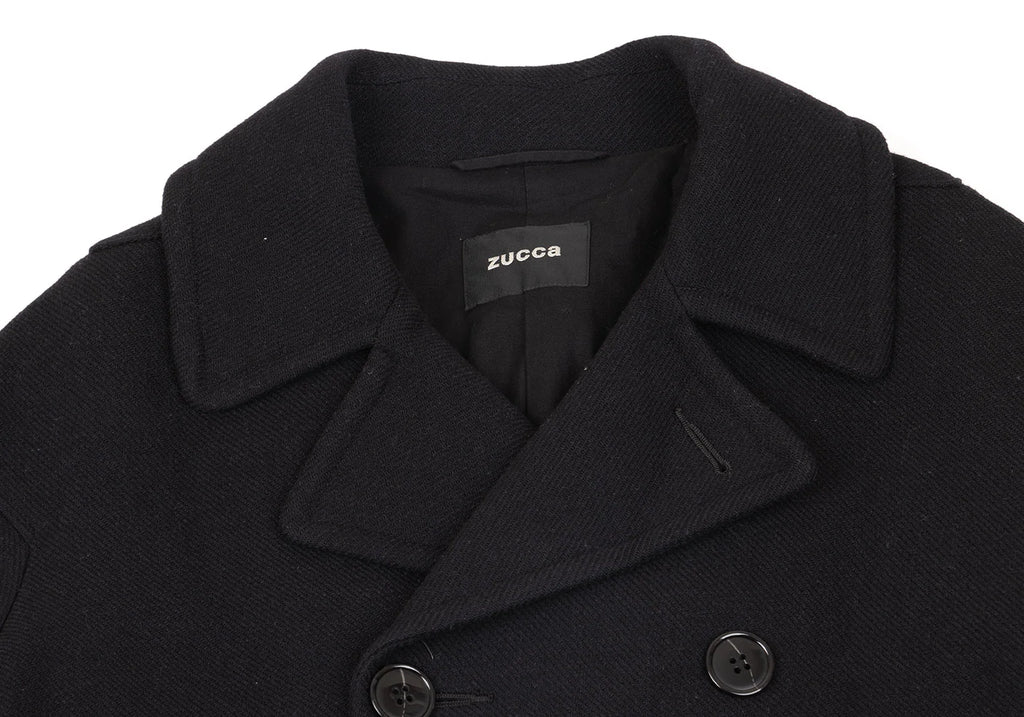 ISSEY MIYAKE JAPAN. zucca Navy Wool Nylon Short Pea Coat