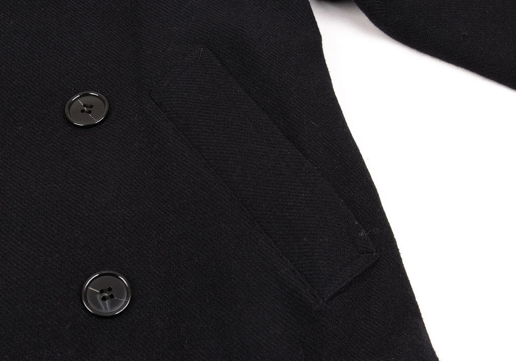 ISSEY MIYAKE JAPAN. zucca Navy Wool Nylon Short Pea Coat