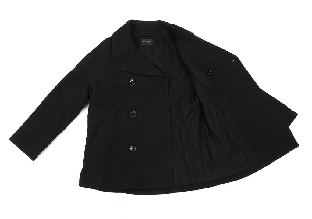 ISSEY MIYAKE JAPAN. zucca Navy Wool Nylon Short Pea Coat
