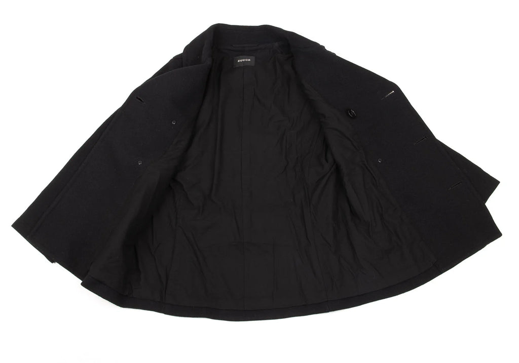 ISSEY MIYAKE JAPAN. zucca Navy Wool Nylon Short Pea Coat