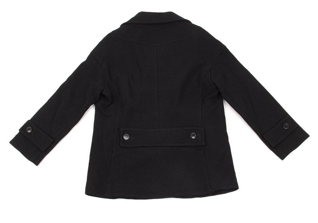 ISSEY MIYAKE JAPAN. zucca Navy Wool Nylon Short Pea Coat