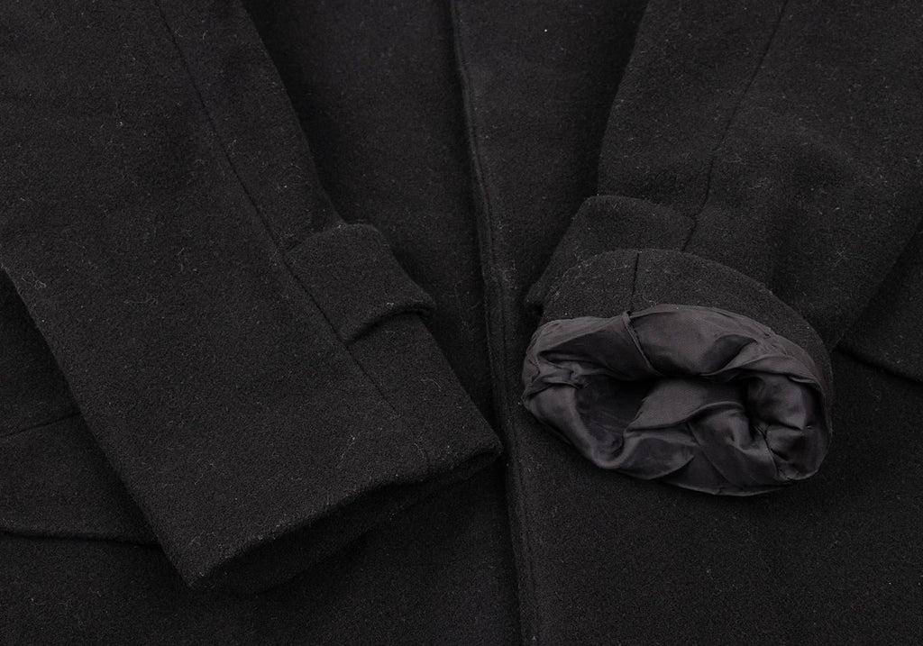 ISSEY MIYAKE JAPAN. zucca Black Wool Melton Hooded Coat