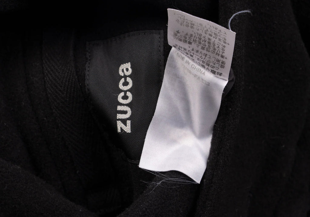ISSEY MIYAKE JAPAN. zucca Black Wool Melton Hooded Coat