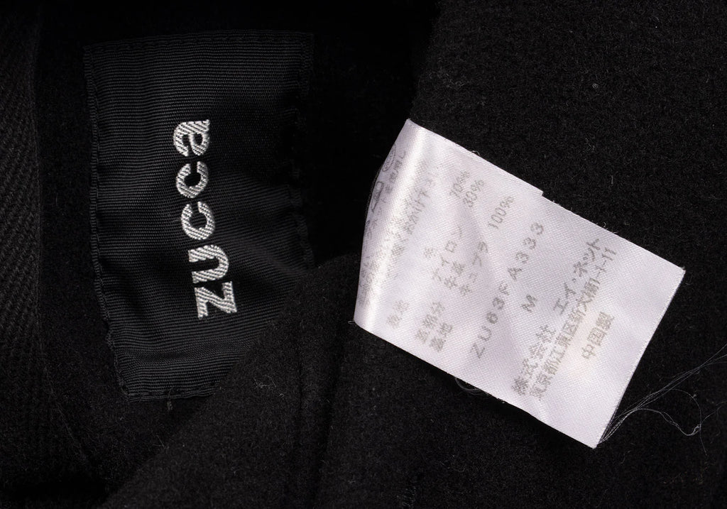 ISSEY MIYAKE JAPAN. zucca Black Wool Melton Hooded Coat