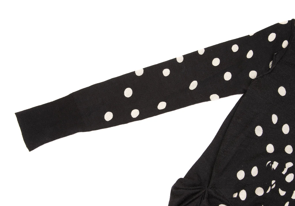 SENSOUNICO JNBY JAPAN. Dot Printed Black Gather Design Knit Dress