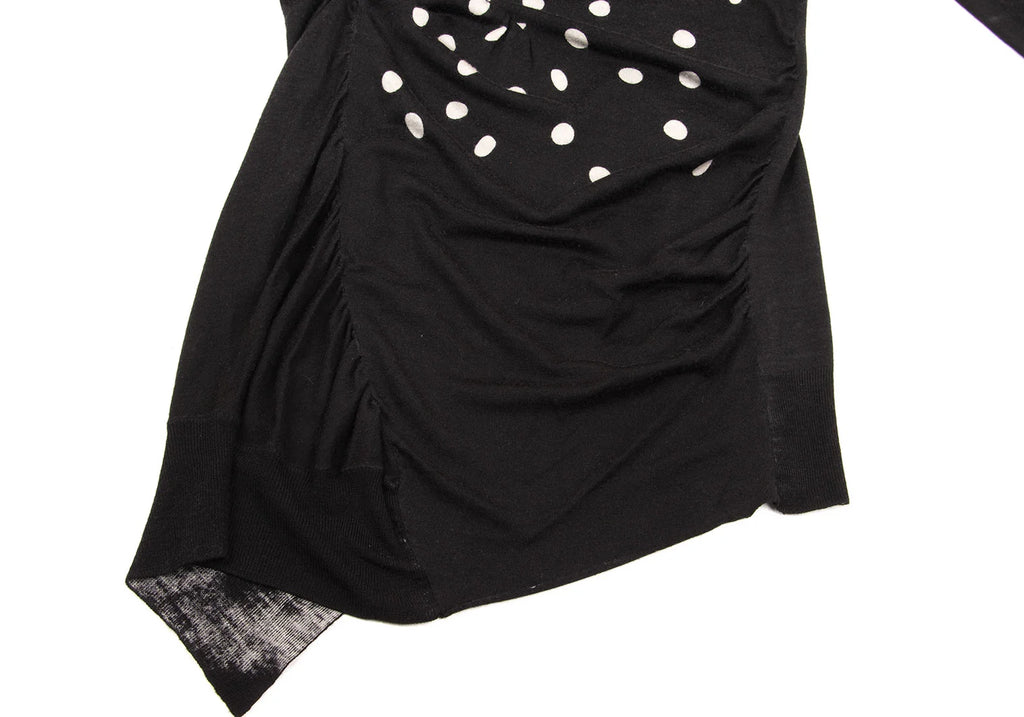 SENSOUNICO JNBY JAPAN. Dot Printed Black Gather Design Knit Dress