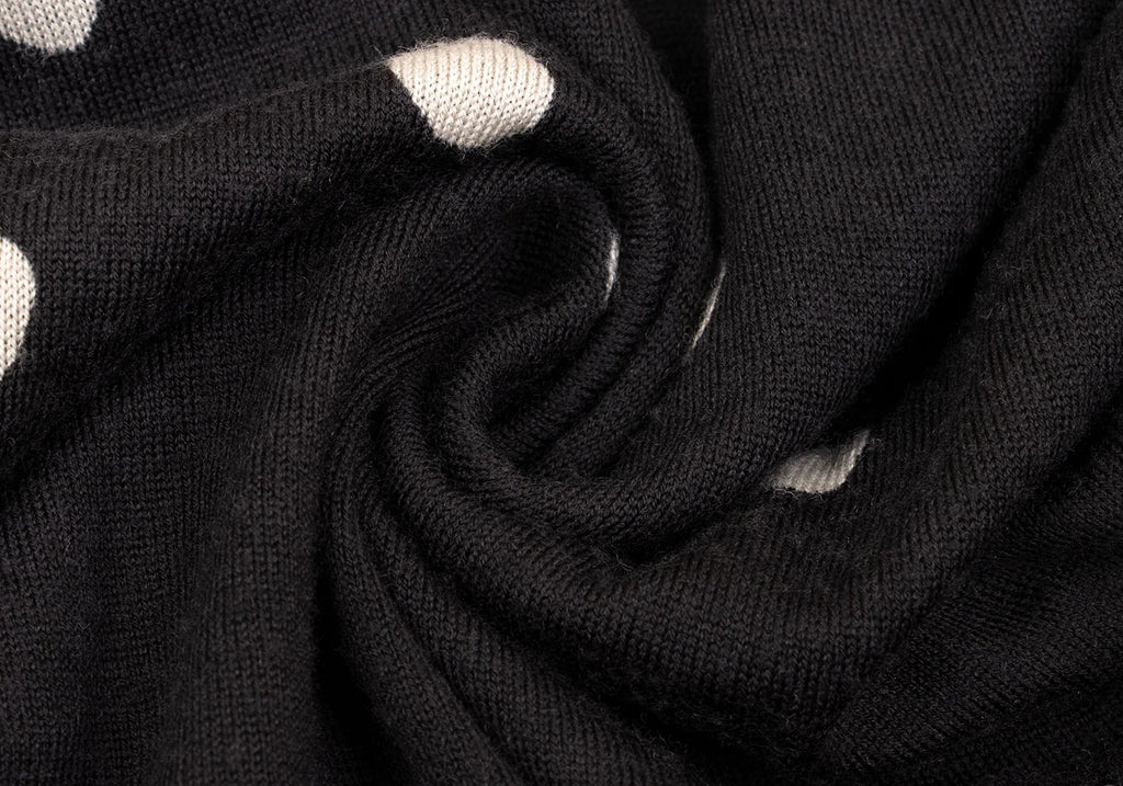 SENSOUNICO JNBY JAPAN. Dot Printed Black Gather Design Knit Dress