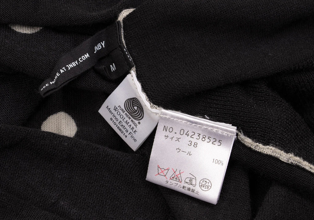 SENSOUNICO JNBY JAPAN. Dot Printed Black Gather Design Knit Dress