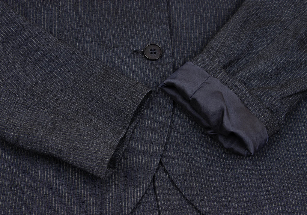 ROMEO GIGLI ITALY. Navy Rayon Wool Pinstripe Jacket