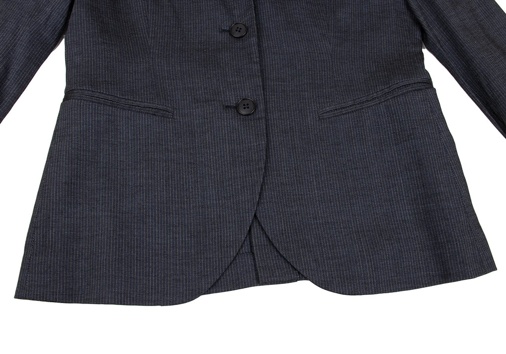 ROMEO GIGLI ITALY. Navy Rayon Wool Pinstripe Jacket