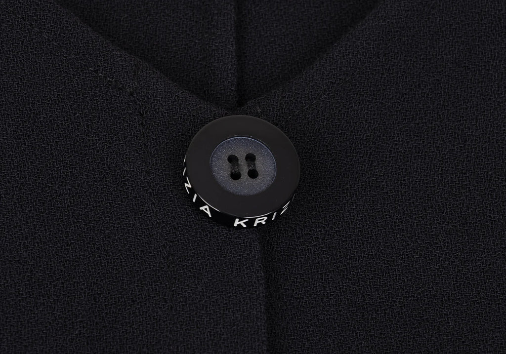 KRIZIA PARIS. Navy Wool No Collar 1B Long Jacket