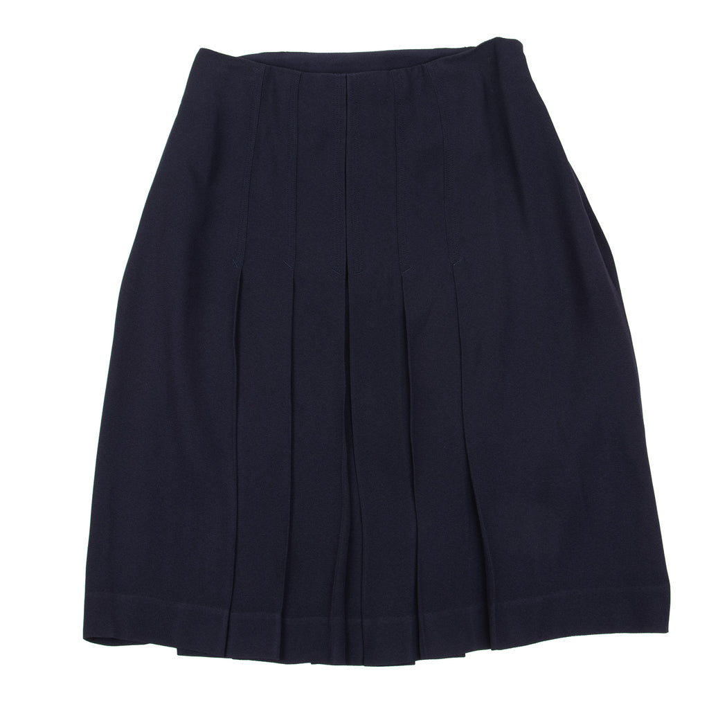 Jean Paul GAULTIER CLASSIQUE PARIS. Navy Rayon/Triacetate Blend Front Pleated Skirt