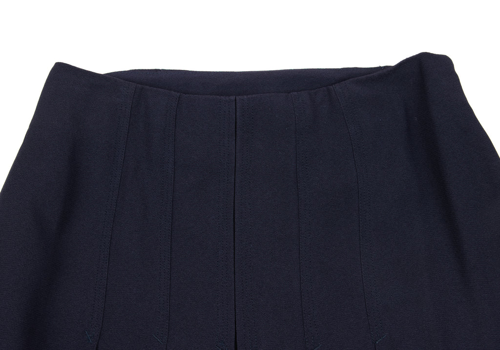 Jean Paul GAULTIER CLASSIQUE PARIS. Navy Rayon/Triacetate Blend Front Pleated Skirt