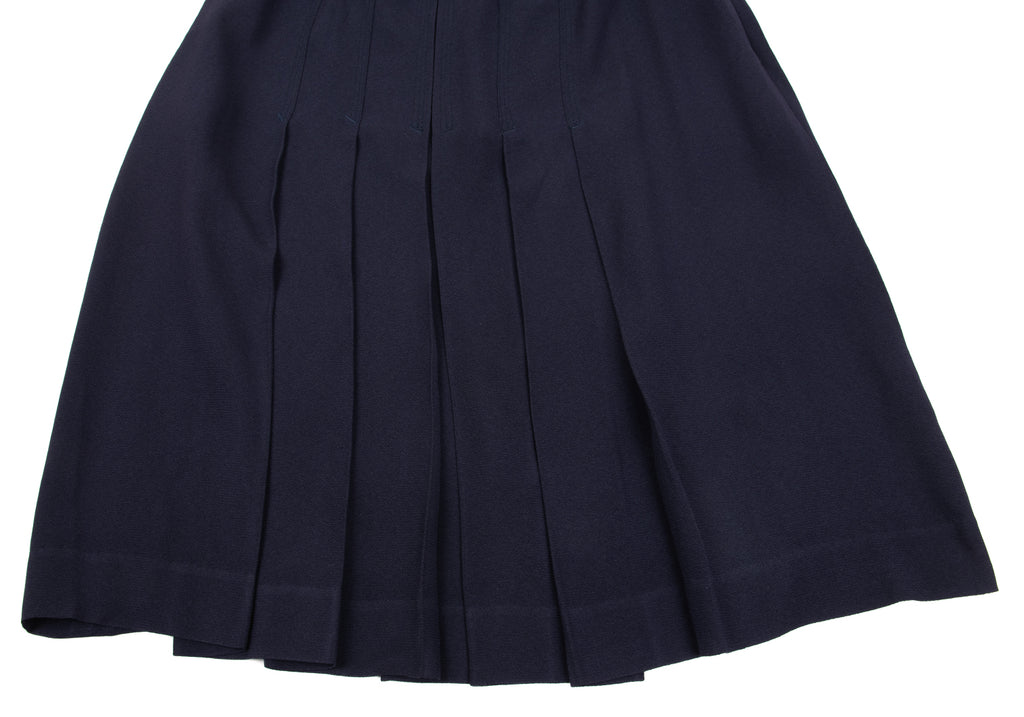 Jean Paul GAULTIER CLASSIQUE PARIS. Navy Rayon/Triacetate Blend Front Pleated Skirt