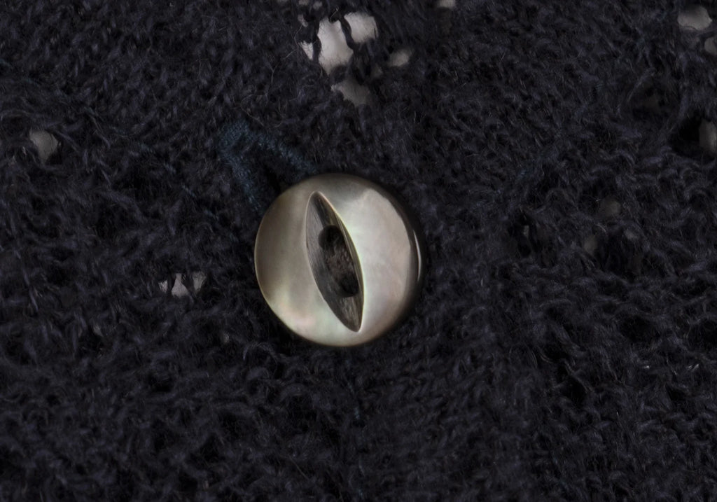 Mademoiselle NON NON JAPAN. Navy Rayon Blend Lace Switching Semi Sheer Cardigan Top