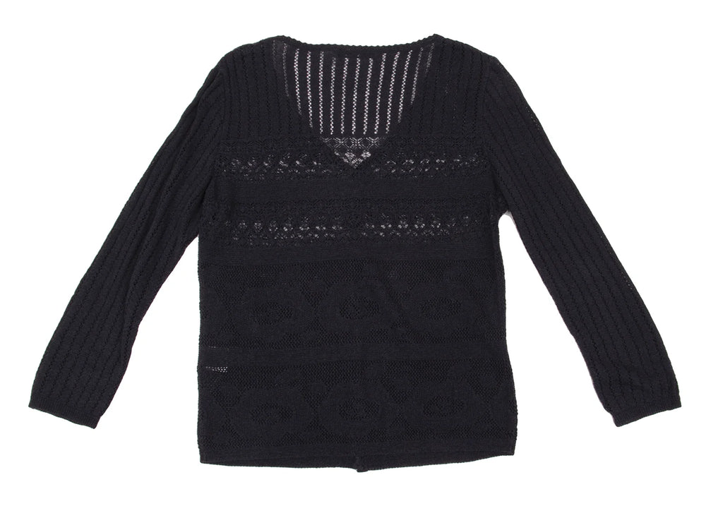 Mademoiselle NON NON JAPAN. Navy Rayon Blend Lace Switching Semi Sheer Cardigan Top